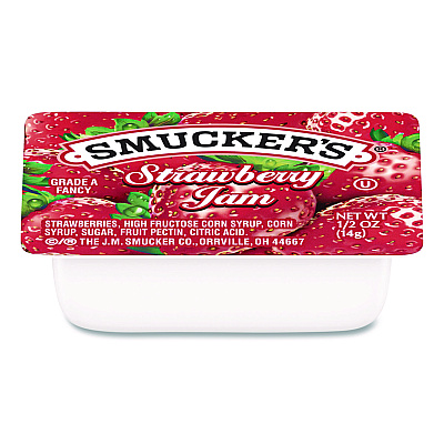 Smucker's Jelly/Jam Plastic Portion Control Cups, Strawberry, 0.5 oz Cup, 200/Carton (00767)