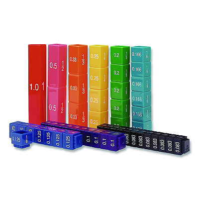 Learning Resources Fraction Tower Equivalency Cubes, Nine Sizes, Grades 1 to 4, 51 Pieces (LER2509)