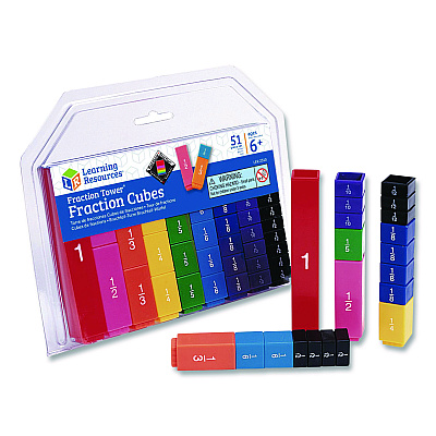 Learning Resources Fraction Tower Fraction Cubes, Grades 1 to 4, 51 Pieces (LER2510)