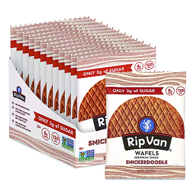 Rip Van Wafels - Single Serve, Snickerdoodle, 1.16 oz Pack, 12/Box (00377)
