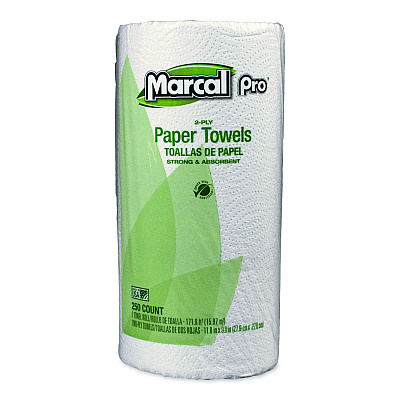 Marcal 100% Premium Recycled Kitchen Roll Towels, 2-Ply, 11 x 8.8, White, 12 Rolls/Carton (250HC)