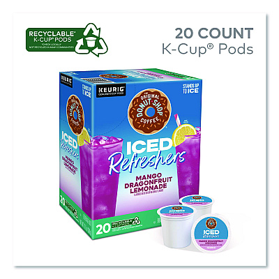 The Original Donut Shop ICED Refreshers K-Cup Pods, Mango Dragonfruit Lemonade, 20/Box (0532)