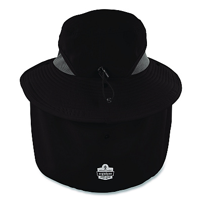 ergodyne Chill-Its 8934 Ranger Hat with Neck Shade, Microfiber/Polyester, Large/X-Large, Black (12726)