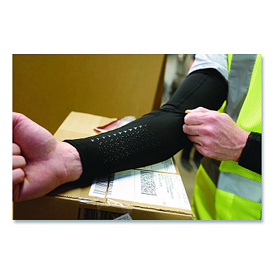 ergodyne Chill-Its 6691 Cooling Arm Sleeves with Box-Handling Grip, Polyester/Spandex, 2X-Large, Black (12390)