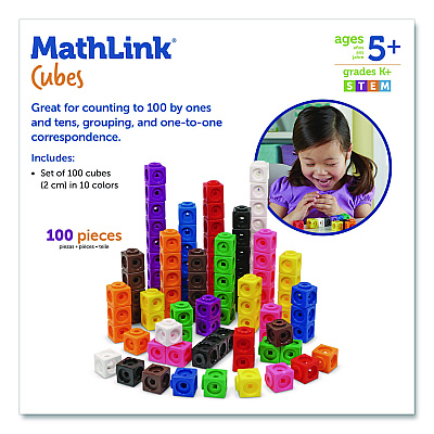 Learning Resources MathLink Cubes, Grades 1 to 3, 100 Pieces (LER4285)