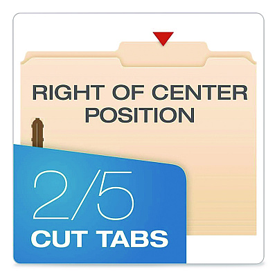 Pendaflex Manila Fastener Folders, 2/5-Cut Tabs, 0.75" Expansion, 2 Fasteners, Letter Size, Manila Exterior, 50/Box (24580)