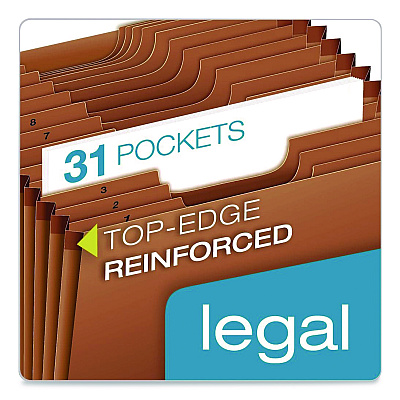 Pendaflex Heavy-Duty Expanding File, 31 Sections, 1/3-Cut Tabs, Legal Size, Redrope (R219DHD)