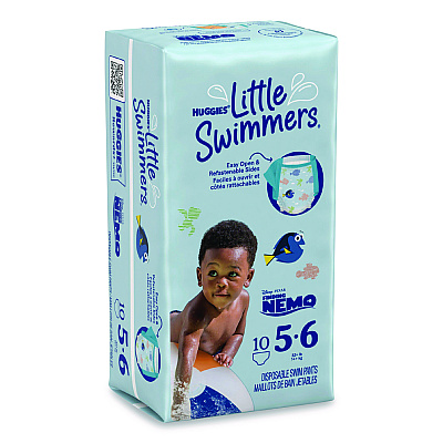 Huggies Little Swimmers, Size 5-6, Baby Weight 32 lbs and Up, Blue, 10/Pack, 8 Packs/Carton (18345)