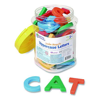 Learning Resources Jumbo Uppercase Magnetic Letters, 2.5" Tall, Assorted Colors, 40 Pieces (LER0450)