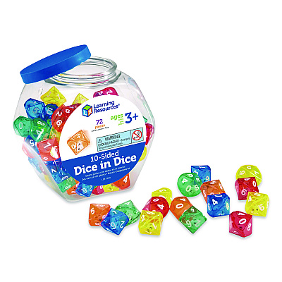 Learning Resources 10-Sided Double-Decahedra Dice in Dice, Ages 6 to 10, 72 Dice (LER7698)