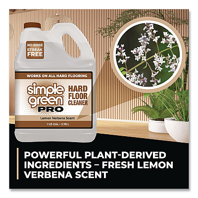 Simple Green Pro Hard Floor Cleaner, Lemon Verbena, 1 gal Bottle, 4/Carton (0505128)