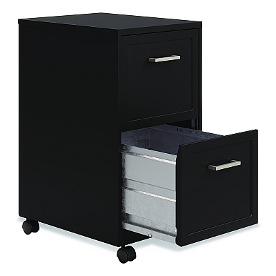 Alera Two-Drawer Mobile Vertical File, 2 Letter-Size File Drawers, 14.25 x 18 x 26.7, Black (HSVF1824BL)