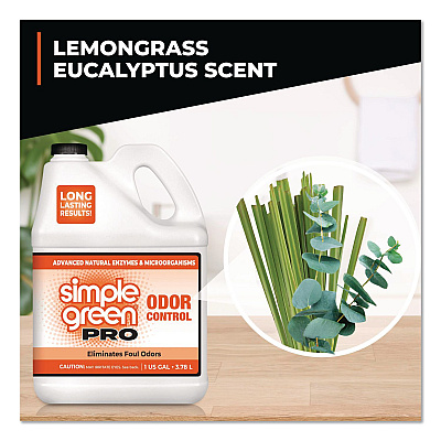 Simple Green Pro Odor Control, Lemongrass Eucalyptus, 1 gal Bottle, 4/Carton (0704128)