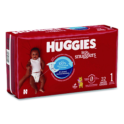 Huggies Little Snugglers Baby Diapers, Size 1, 8 lbs to 14 lbs, Disney Design, 32 Diapers/Pack, 4 Packs/Carton (49695)