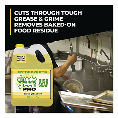Simple Green Pro Dish Soap, Sparkling Citrus Scent, 1 gal Bottle, 4/Carton (4101128)