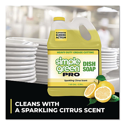Simple Green Pro Dish Soap, Sparkling Citrus Scent, 1 gal Bottle, 4/Carton (4101128)