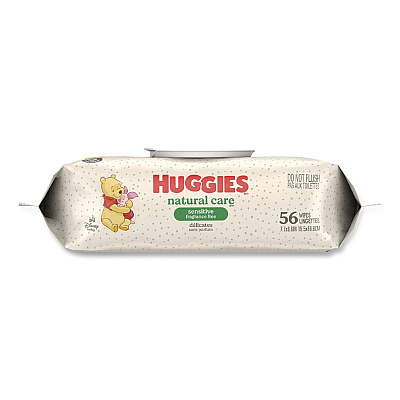 Huggies Natural Care Sensitive Baby Wipes, 6.6 x 6.86, Unscented, White, 56 Wipes/Pack, 3 Packs/Carton (41926)