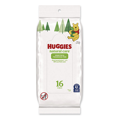 Huggies Natural Care Sensitive Baby Wipes, 6.6 x 6.86, Unscented, White, 16/Pack, 16 Packs/Carton (40706)