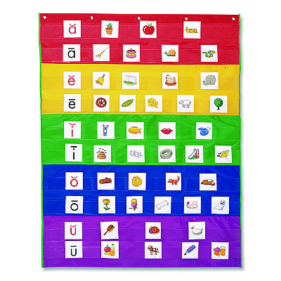 Learning Resources Rainbow Pocket Chart, 10 Pockets, 33.5" w x 42" h, Assorted Colors (LER2197)