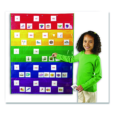 Learning Resources Rainbow Pocket Chart, 10 Pockets, 33.5" w x 42" h, Assorted Colors (LER2197)
