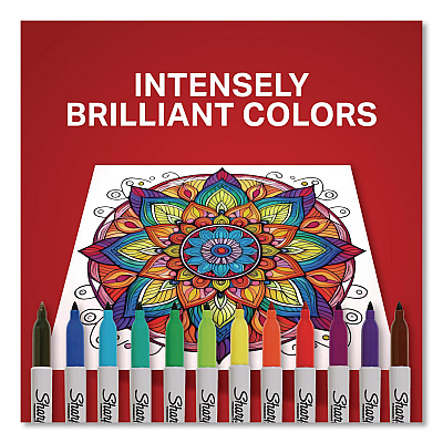 Sharpie Fine Tip Permanent Markers, Fine Bullet Tip, Assorted Colors, 12/Pack (30075PP)