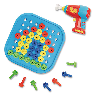 Educational Insights Design and Drill Bolt-It Bucket, Ages 3 to 7, 53 Pieces (4145)