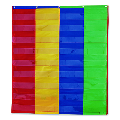 Learning Resources Two- and Four-Column Double-Sided Pocket Chart, 9 Pockets/Chart, 30 x 38, Blue/Green/Red/Yellow (LER2382)