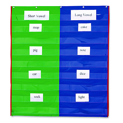 Learning Resources Two- and Four-Column Double-Sided Pocket Chart, 9 Pockets/Chart, 30 x 38, Blue/Green/Red/Yellow (LER2382)