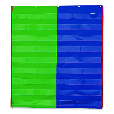Learning Resources Two- and Four-Column Double-Sided Pocket Chart, 9 Pockets/Chart, 30 x 38, Blue/Green/Red/Yellow (LER2382)