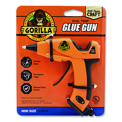 Gorilla Dual Temp Mini Hot Glue Gun, Orange/Black (115887)