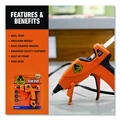 Gorilla Dual Temp Mini Hot Glue Gun, Orange/Black (115887)