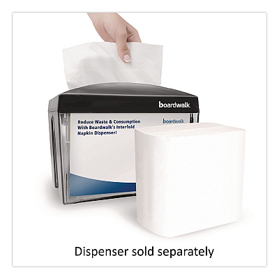 Boardwalk Interfold Napkins, 1-Ply, 8.8 x 6.3, White, 500/Pack, 12 Packs/Carton (6000INTW)