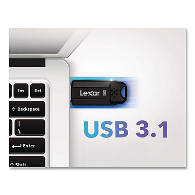 Lexar S803.1 USB Flash Drive, 128 GB, Black (LJDS80128BNB)