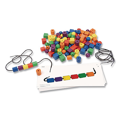 Learning Resources Beads and Pattern Card Set, Grades Pre-K to 2, 130 Pieces (LER0139)
