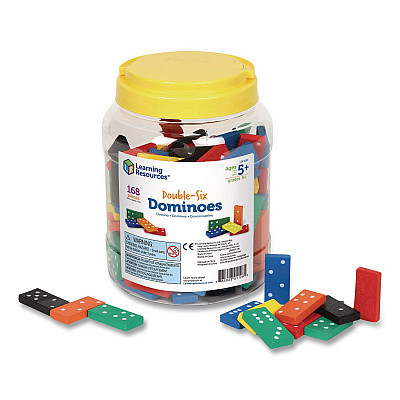 Learning Resources Double-Six Dominoes in Bucket, 2 to 4 Players, Grades K to 4, 168 Pieces (LER0287)