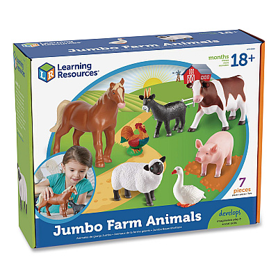 Learning Resources Jumbo Farm Animals, Grades Pre-K to 3, 7 Pieces (LER0694)