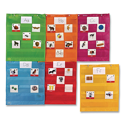 Learning Resources Magnetic Pocket Chart Squares, Classroom/Teacher Organizer Set, 7 Pockets, Assorted Colors, Set of 6 (LER2386)
