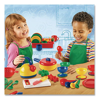 Learning Resources Pretend and Play Kitchen Set, Ages 3 and Up, 73 Pieces (LER9157)