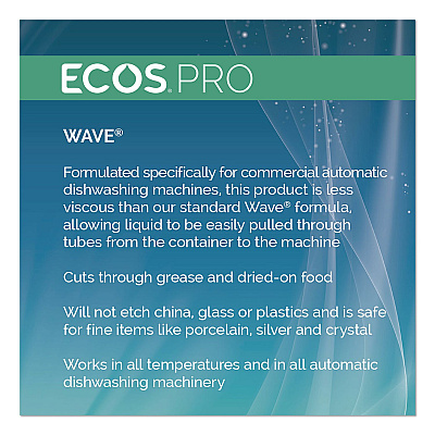 ECOS PRO Wave Commercial Automatic Dishwasher Detergent, Free and Clear, 5 gal Pail (PL944005)