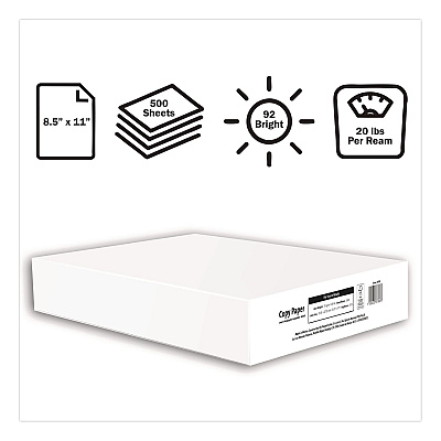 WHITEBOX Office Paper, 92 Bright, 20 lb Bond, 8.5 x 11, White, 500 Sheets/Ream, 10 Reams/Carton, 40 Cartons/Pallet, 21 PLT/Truckload (XG811W9T1)