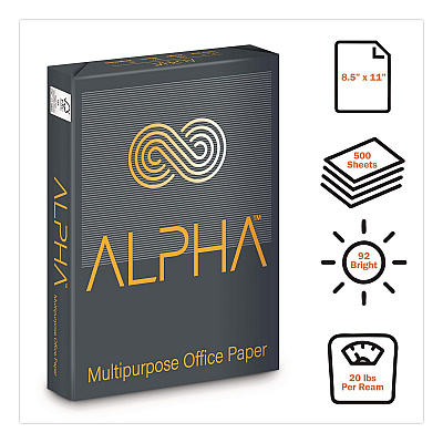 ALPHA Office Paper, 92 Bright, 20 lb Bond, 8.5 x 11, White, 500 Sheets/Ream, 10 Reams/Carton, 40 CT/Pallet, 21 Pallets/Truckload (ALPHA811WT1)