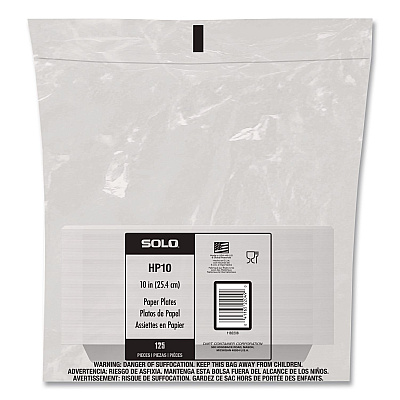 Solo Compostable Paper Dinnerware, ProPlanet Seal, Plate, 10" dia, White, 500/Carton (HP10W)