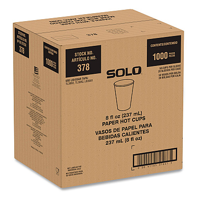 Solo Recycled Content PCF Paper Hot Cups, ProPlanet Seal, 8 oz, White/Blue, 1,000/Carton (378RCPLANET)