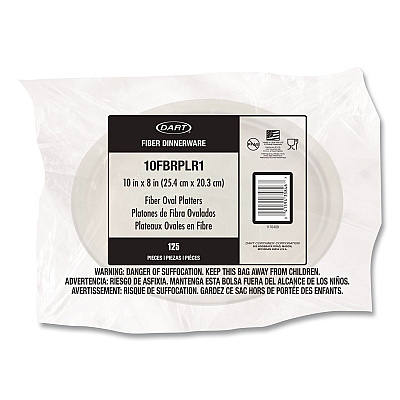 Dart Compostable Molded Fiber Dinnerware, ProPlanet Seal, Platter, 10" Diameter, Natural, 500/Carton (10FBRPLR1)