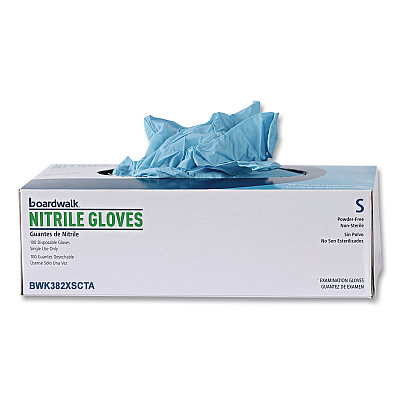 Boardwalk Disposable Examination Nitrile Gloves, Powder-Free, X-Small, 5 mil Thick, 9.5" Long, Blue, 100/Box, 10 Boxes/Carton (382XSCTA)