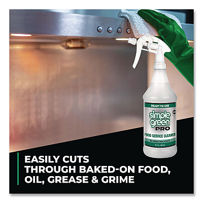 Simple Green Pro Food Service Cleaner Ready-To-Use, 32 oz Spray Bottle, 12/Carton (0601032)
