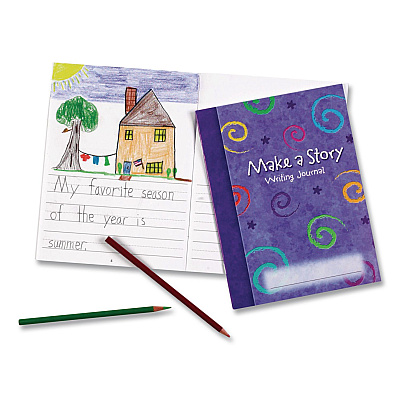 Learning Resources Make-a-Story Journal, Manuscript Format, Blue Cover, (32) 9 x 7 Sheets, 10 Journals (LER3469)