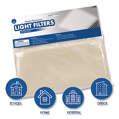 Educational Insights Fluorescent Light Filter Covers, Square, 2 ft x 2 ft, Whisper White, 4 Covers (1237)