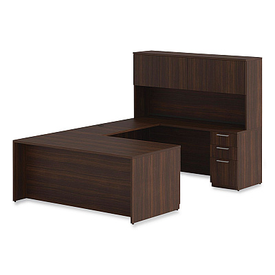 Alera Seville Hutch with Doors, 4 Compartments, 72w x 16d x 36h, Mahogany (SVH7236MY)
