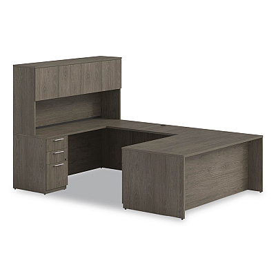 Alera Seville Hutch with Doors, 4 Compartments, 72w x 16d x 36h, Walnut (SVH7236WA)